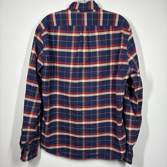 J Crew Mens Slim Fit Oxford Shirt Size L Navy Red Plaid Long Sleeve Button Down - Picture 3 of 9